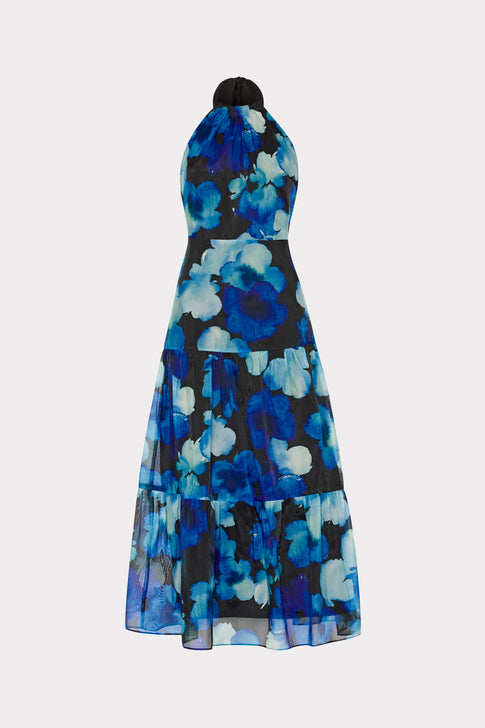 Hayden Watercolor Petals Organza Dress Blue Multi Image 1 of 5