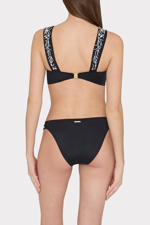 Beaded Applique Bikini Bottom With Side Tabs Black Image 4 of 6