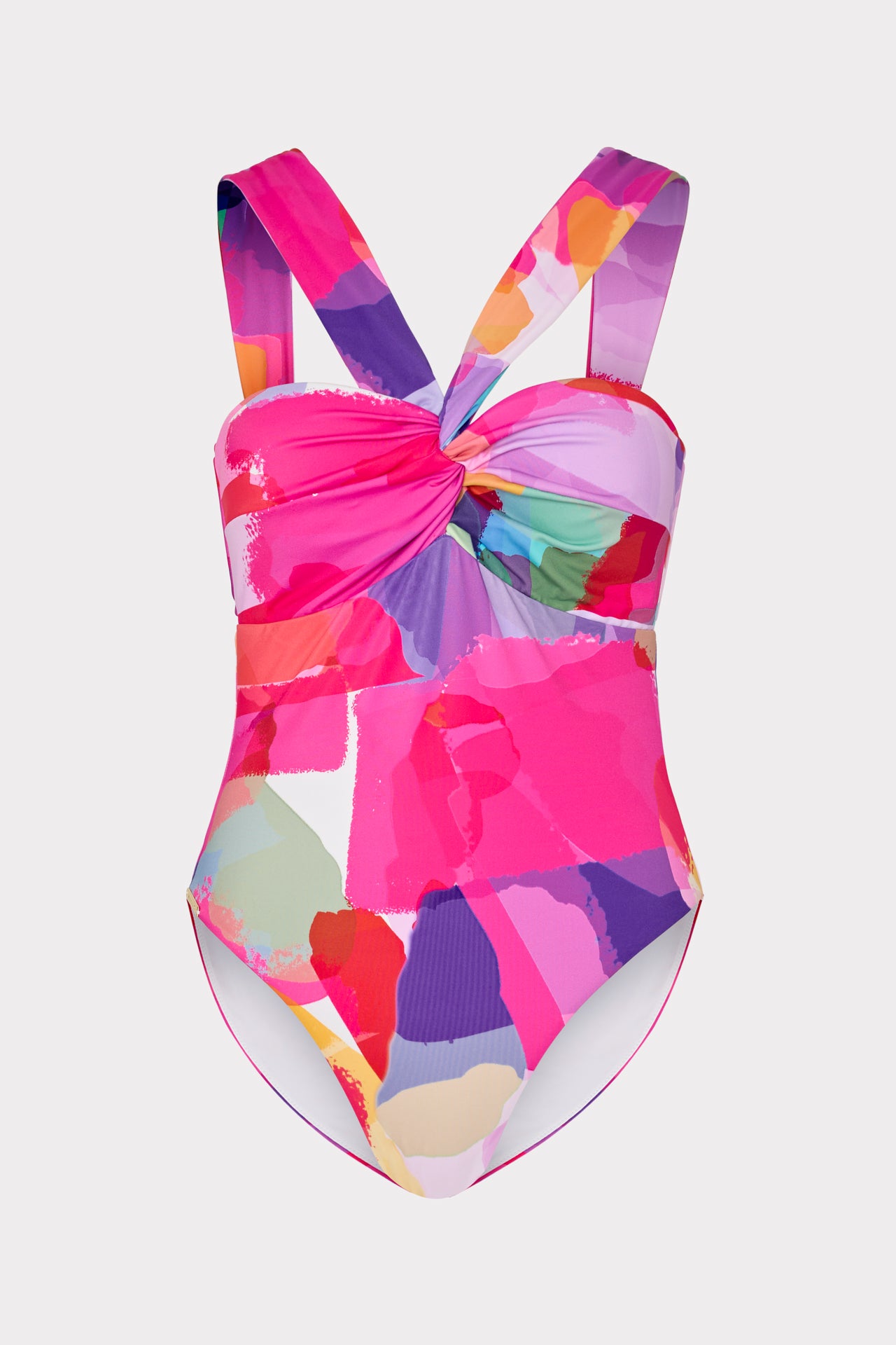 B Rainbow Waterfall Draped Bandeau One Piece in Multi