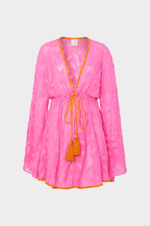 Olympia Lurex Jacquard Dress In Pink Tangerine - MILLY in Pink/Tangerine