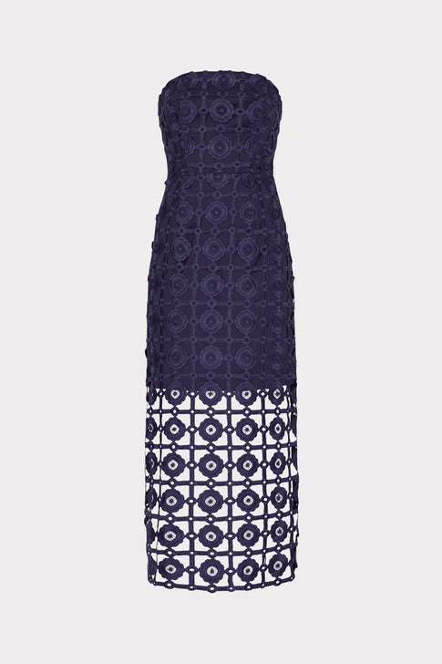 Kait Tile Lace Dress Navy Image 1 of 5