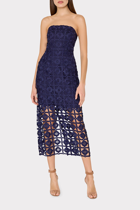 Kait Tile Lace Dress Navy Image 2 of 5