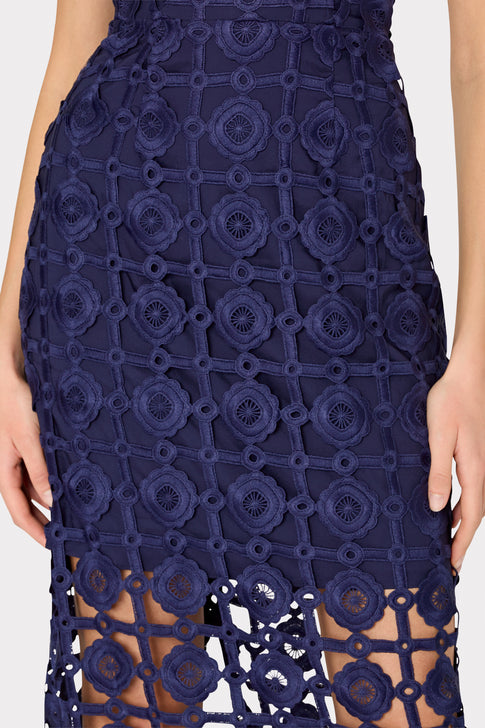 Kait Tile Lace Dress Navy Image 4 of 5