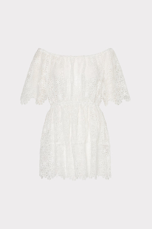 Swirl Lace Cover-Up Mini Dress White Image 4 of 5