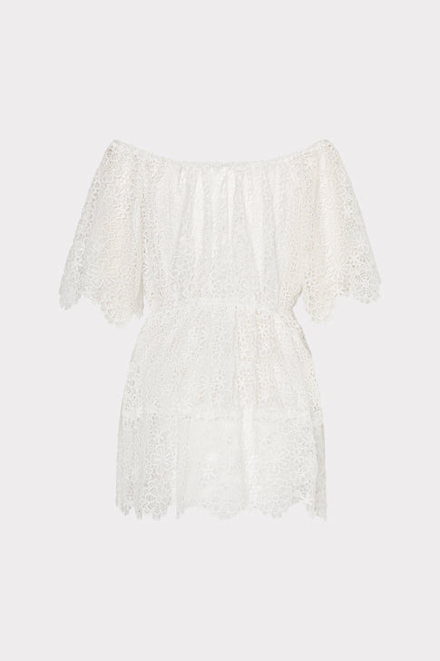 Swirl Lace Cover-Up Mini Dress White Image 5 of 5