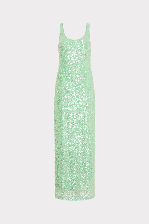 Tatum Stretch Sequins Maxi Dress Green Image 1 of 5