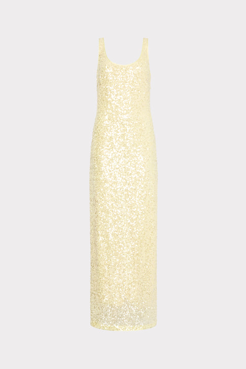 Tatum Stretch Sequins Maxi Dress Yellow Image 1 of 5