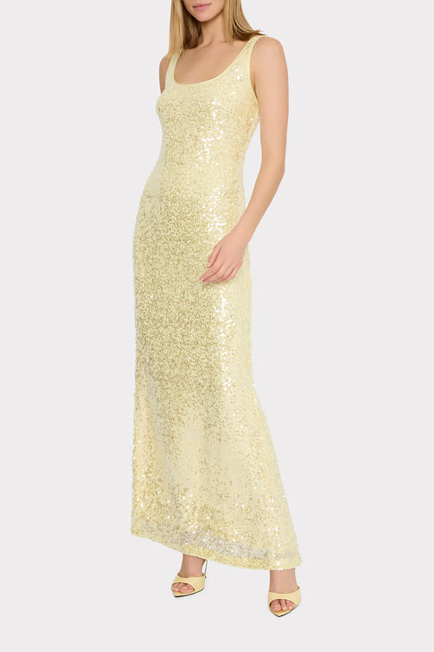 Tatum Stretch Sequins Maxi Dress Yellow Image 2 of 5