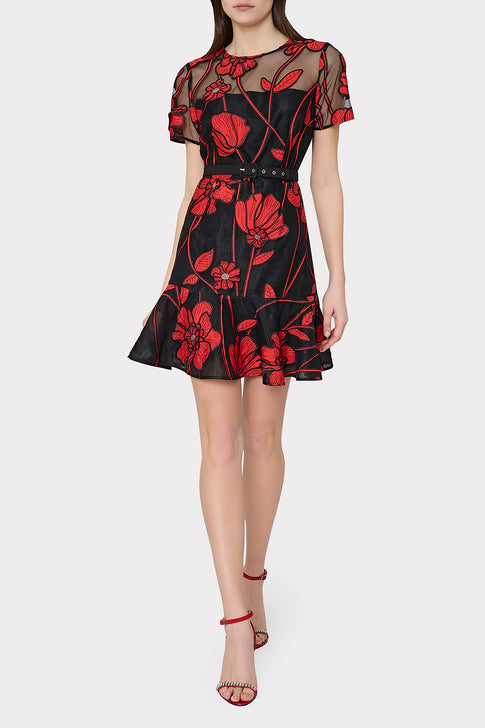 Rosie Grand Fleur Embroidered Dress Red Image 2 of 4