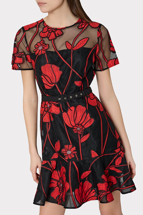 Rosie Grand Fleur Embroidered Dress Red Image 3 of 4