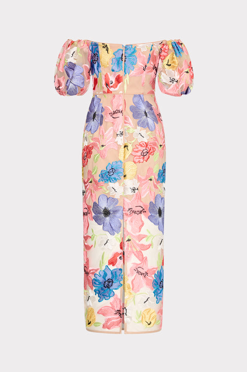 Nira Lily Floral Embroidered Midi Dress Multi Image 4 of 4