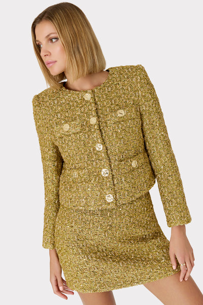 Glittered Tweed Mini Skirt