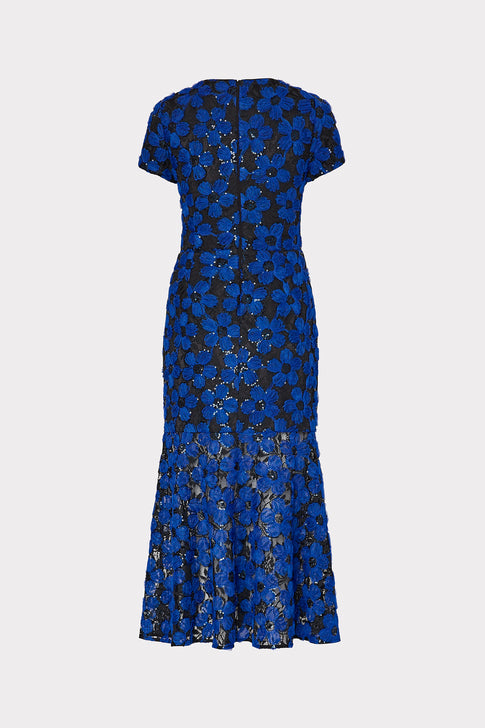 Tahlia Tulle Embroidery Dress Cobalt/Black Image 4 of 4