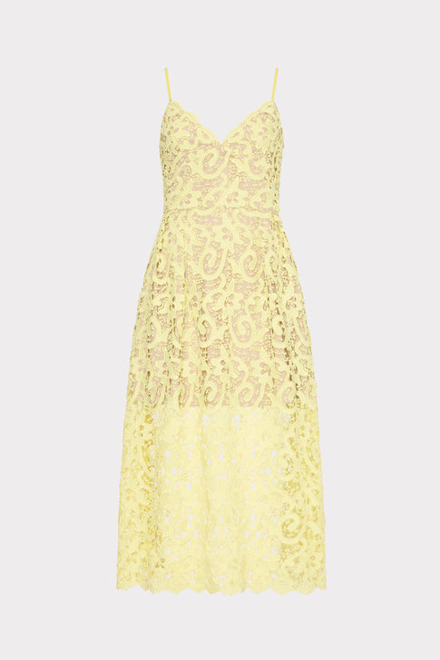 Elle Lace Midi Dress Yellow Image 1 of 5