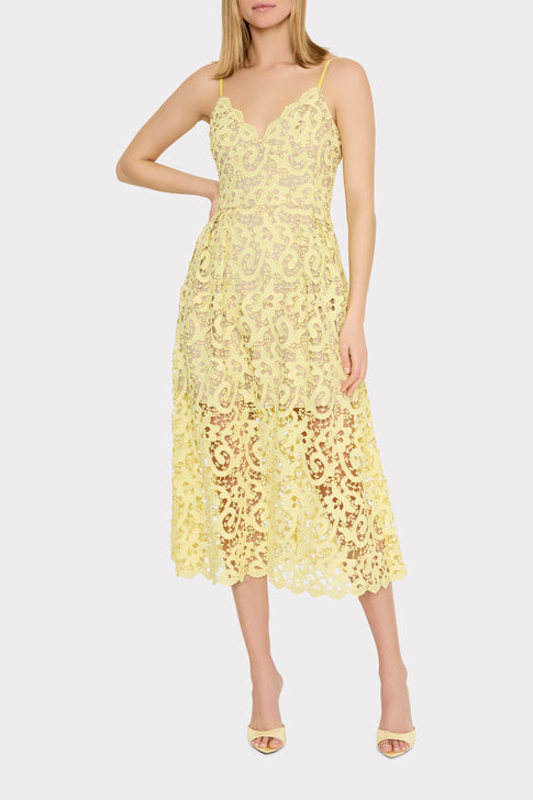 Elle Lace Midi Dress Yellow Image 2 of 5