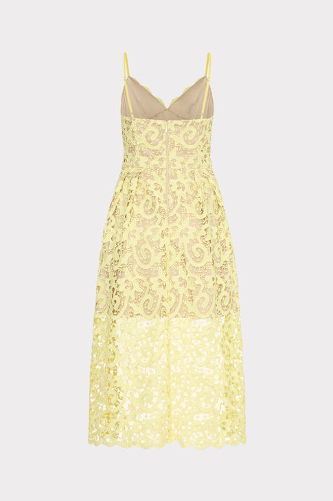 Elle Lace Midi Dress Yellow Image 4 of 5