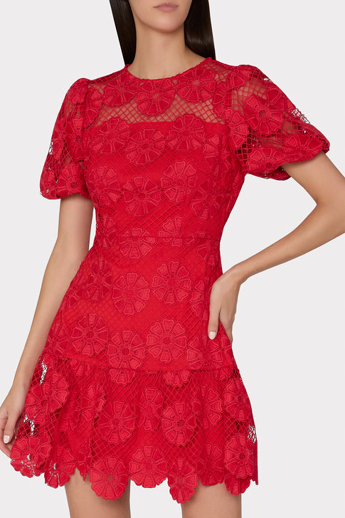 Yasmin Daisy Lace Dress Red Image 3 of 5