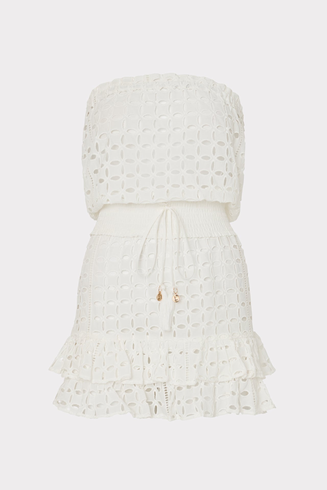 Verity Cotton Eyelet Dress in White | MILLY