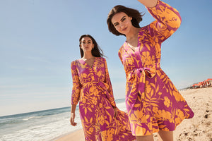 MILLY Fiona Long Midi Marine Swim Coverup | Sleeve Dress Coral