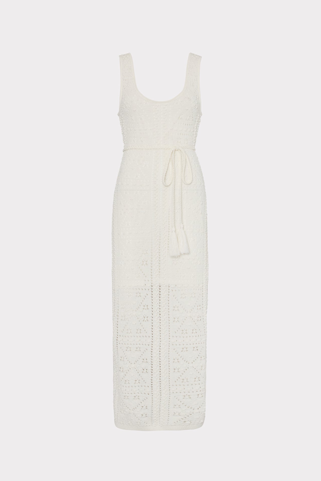 Bubble Pointelle Knit Midi Dress in Ecru | MILLY