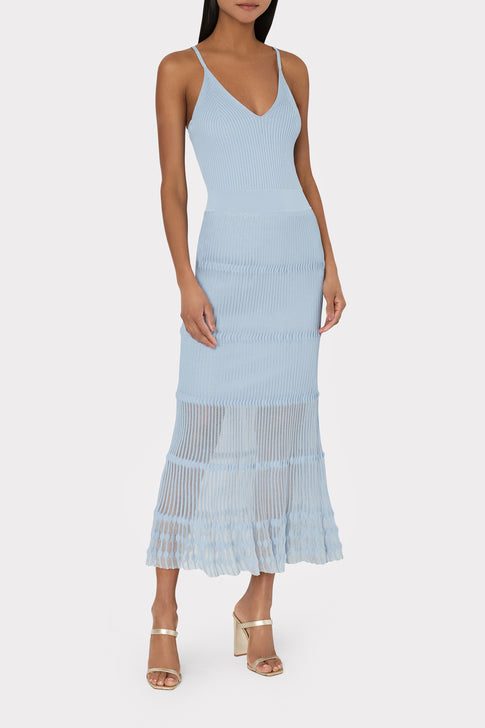Sheer Knit Cami Dress Light Blue Image 2 of 4