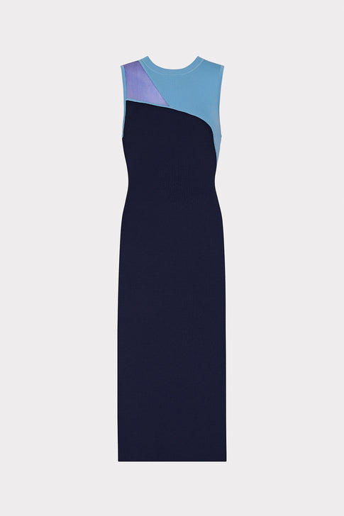 Kyle Color Block Knit Midi Dress Blue Multi Image 1 of 4