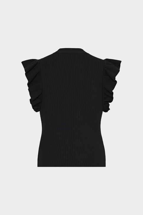 Kamila Flutter Sleeve Knit Top Black Image 4 of 4