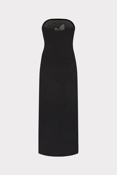 Placed Floral Strapless Knit Midi Dress Black/Ecru Image 5 of 5