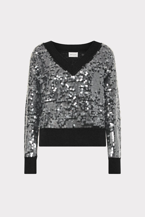 Ilaria Sequin V-Neck Sweater Black Image 1 of 4