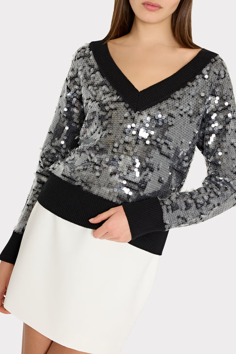 Ilaria Sequin V-Neck Sweater Black Image 3 of 4