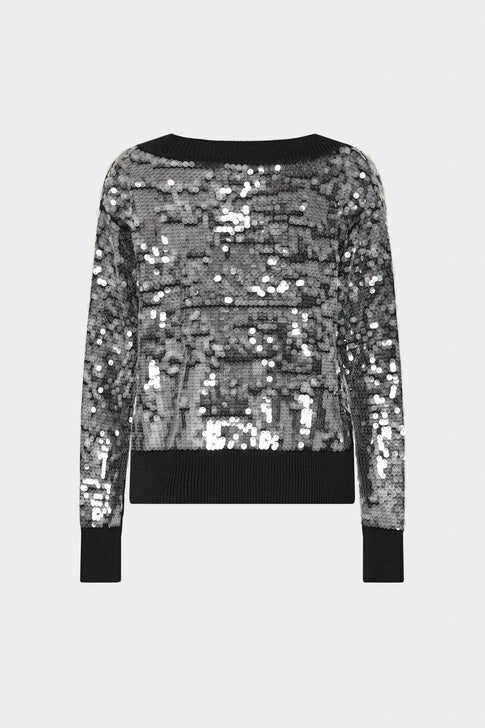 Ilaria Sequin V-Neck Sweater Black Image 4 of 4