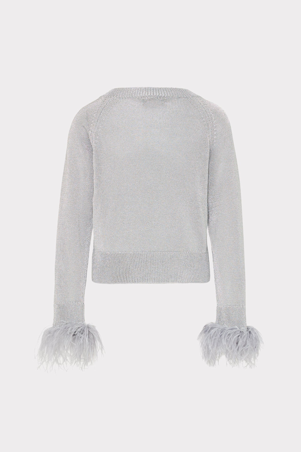 Milly MIY Feather Cuff V-Neck Ong Seeve Sweater MIY Pink Arge