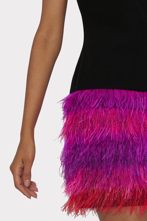 Women Fur Skirt Feather Dress Mini Short Fluffy Solid Feather Skirt Party  Dress