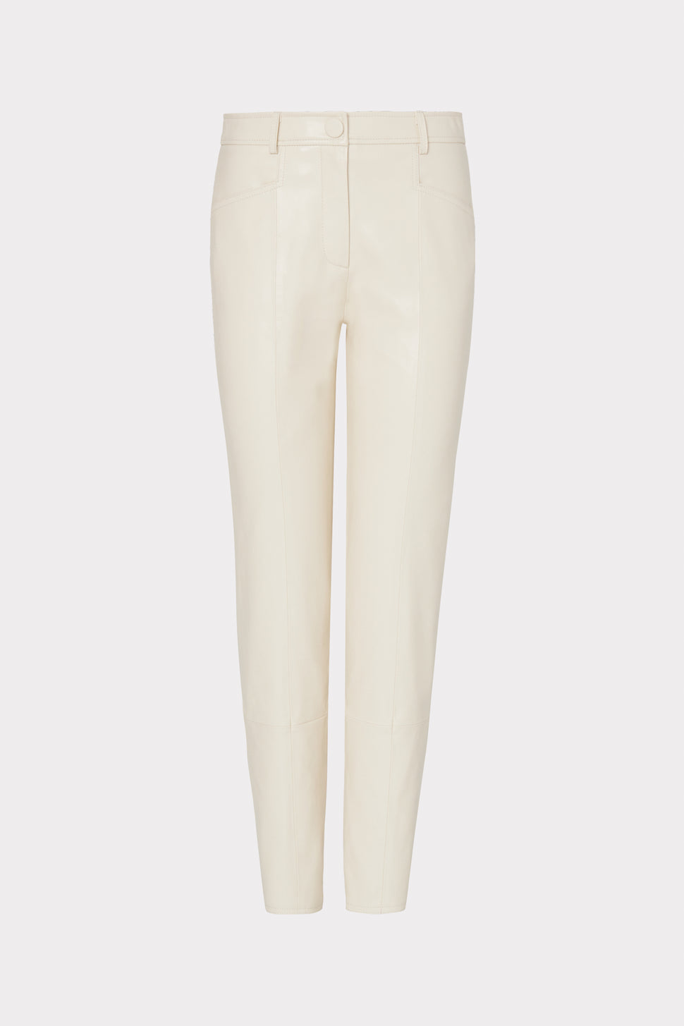 Maximum Style Off White Vegan Leather Trouser Pants