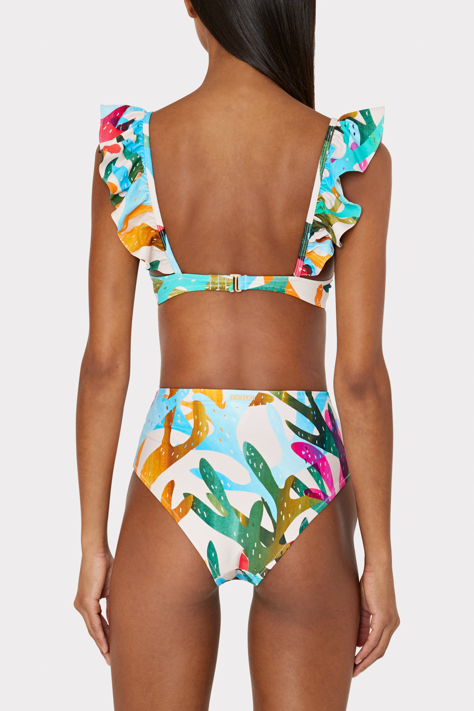 Fuller Bust Frill Detail Bikini Top in Multi Leopard Pattern