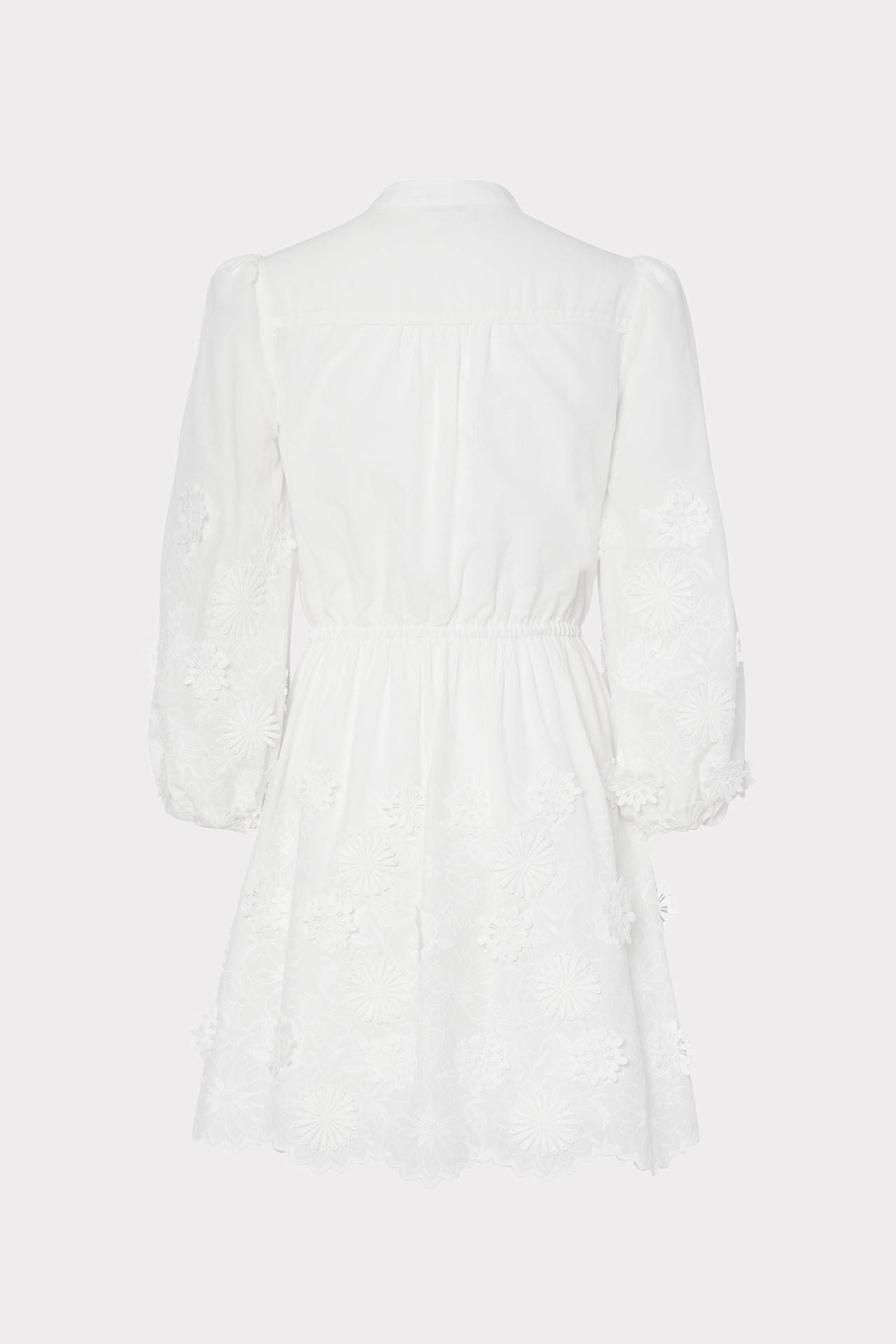 Liz Lace Long Sleeve Mini Dress in White | Size Large | 100% Cotton | American Threads