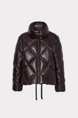 Lilibet Faux Leather Puffer Jacket in Chocolate