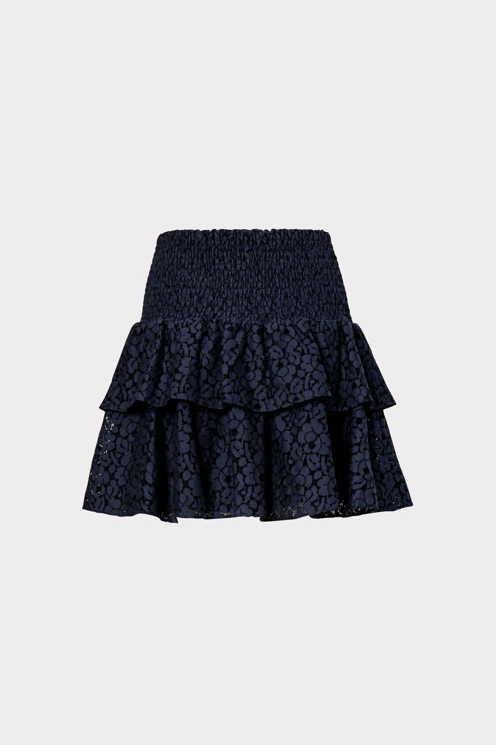 Women's Navy Blue Cotton Lace Mini Skirt | MILLY