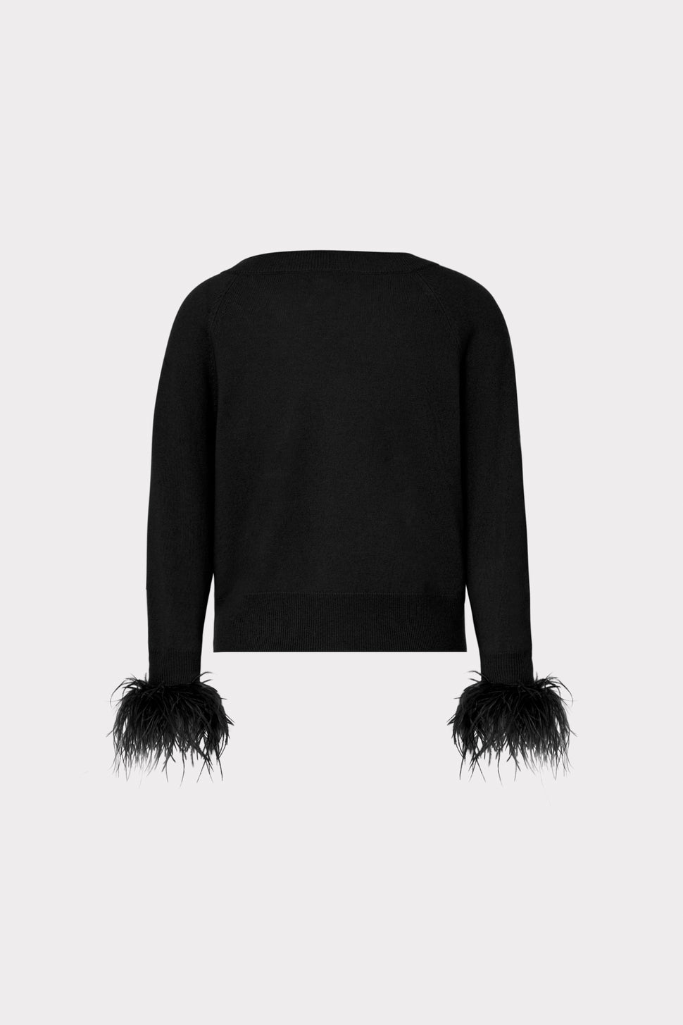Ines Feather Trim Sweater Top Medium / Black