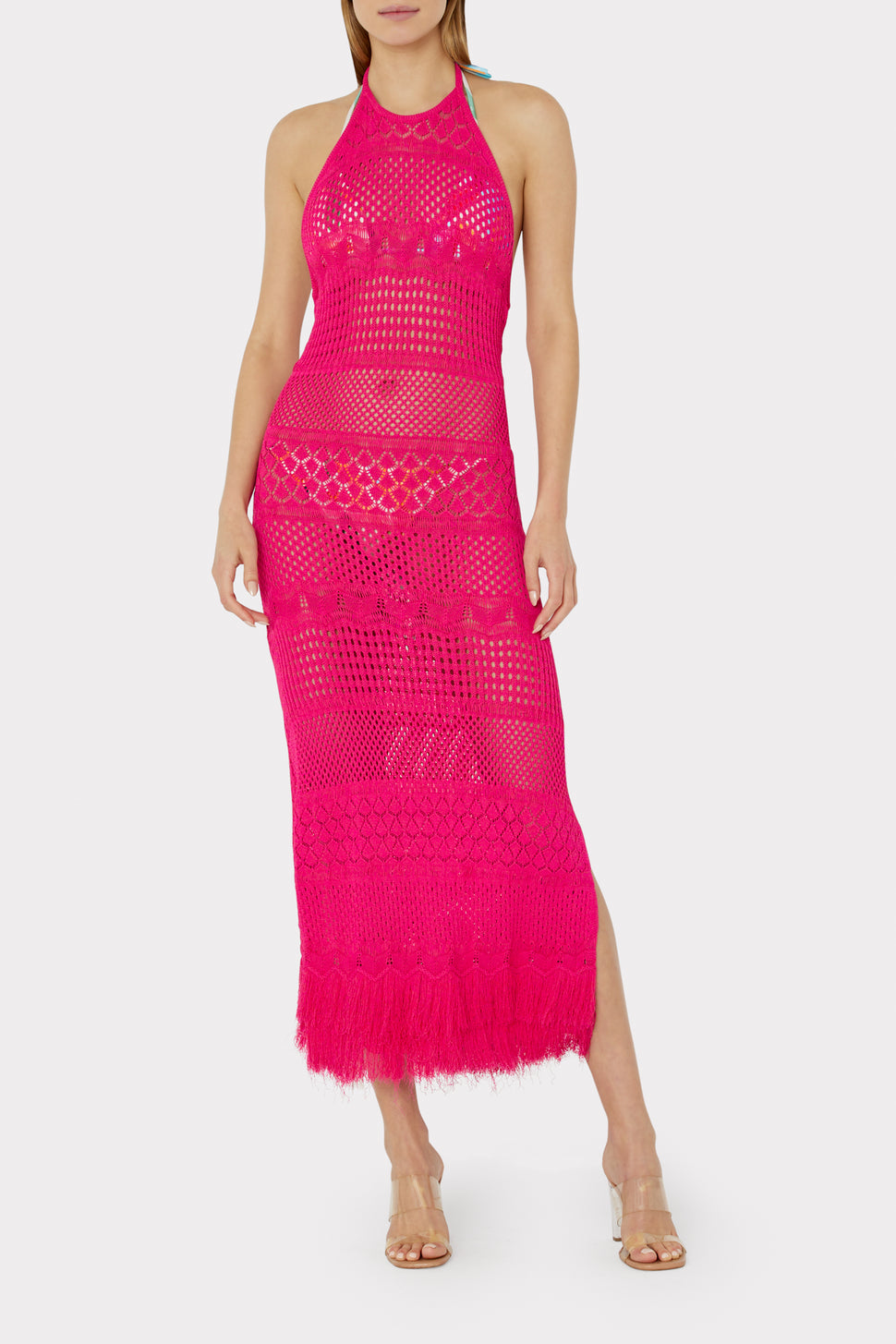 DEAL - Women's Pink/Black Halter Dress - Small - Chest 30
