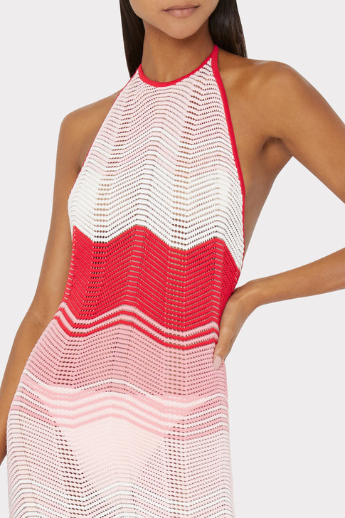 WMNS Beach Dress - Shimmering Sheer / Halter Top / Open Back / Pink