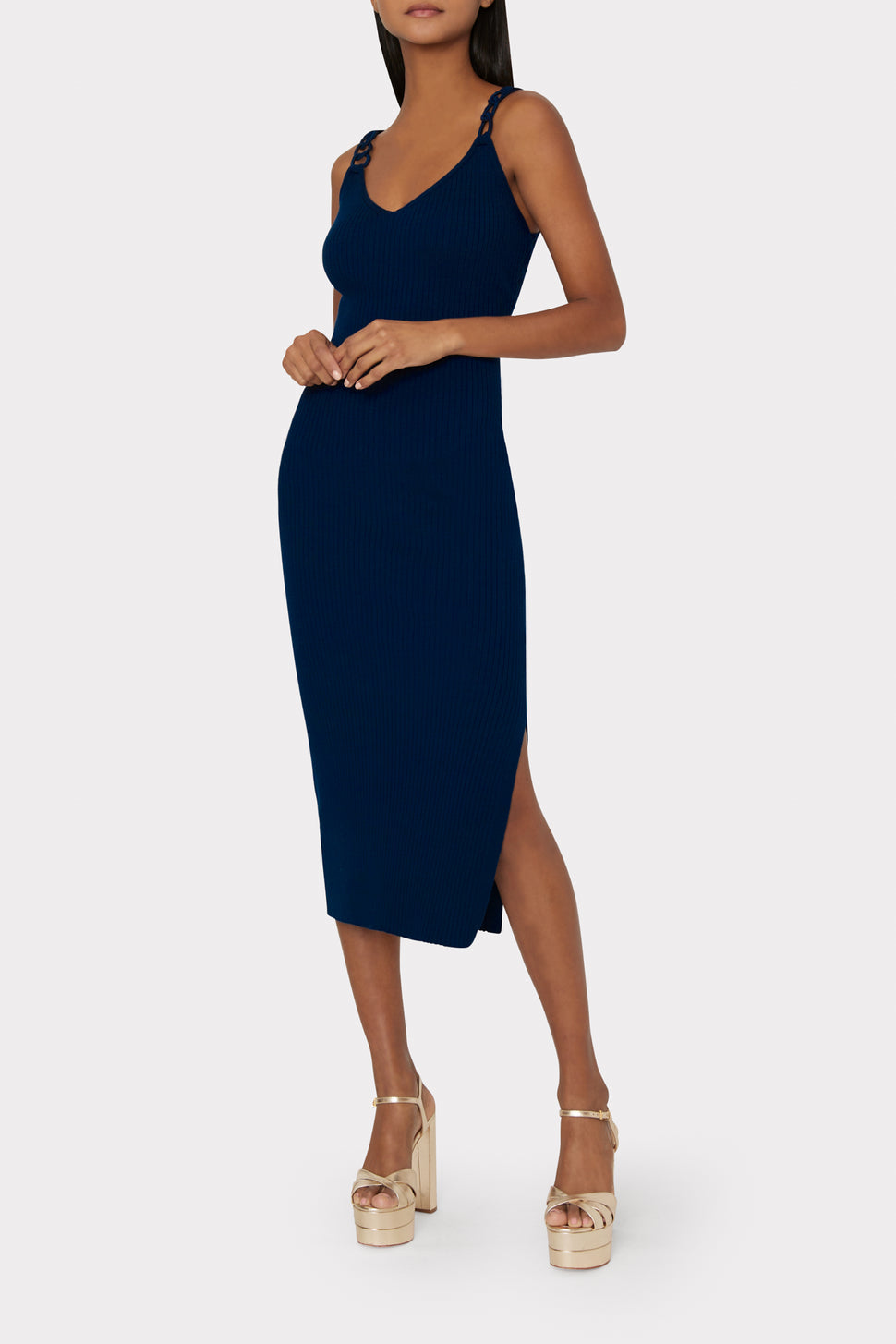  LXURY Summer Dresses for Women 2023 Chain Detail Plunge Neck  Slit Hem Bodycon Dress (Color : Black, Size : Medium) : Clothing, Shoes &  Jewelry